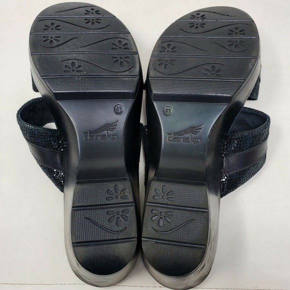 Dansko Jessie Black Leather Double Strap Clogs 11 - Picture 11 of 12